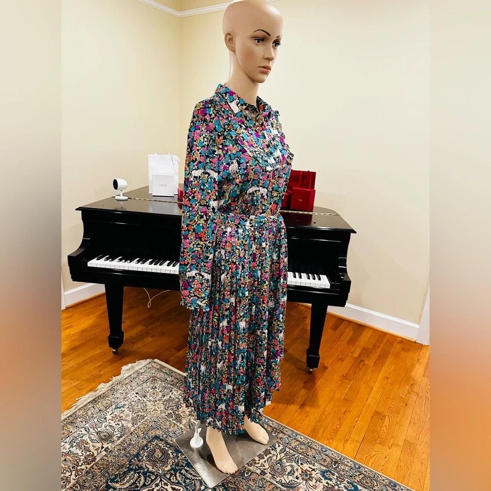 NWT Spring Summer Minimalist Retro J. Crew Animal Floral Print Dress - Picture 16 of 17